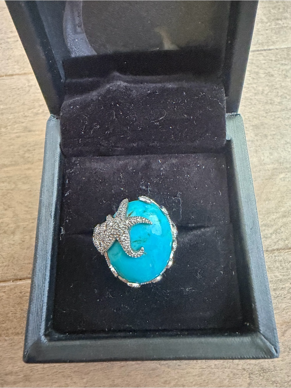 Affinity Turquoise snd Diamond Starfish Sterling Ring - Women Jewelry sz 7